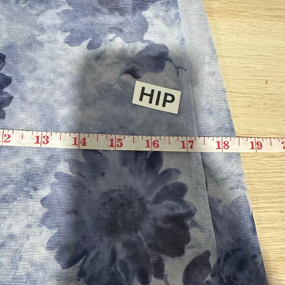 Hana 90s Y2K Vintage Sheer Mesh Overlay Floral Print T Shirt Midi Dress Blue S - Picture 12 of 12